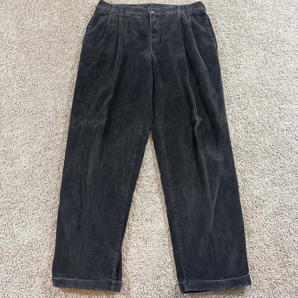Woolrich Corduroy Pants Mens 36x32 Charcoal Pleated Outdoor Straight EUC